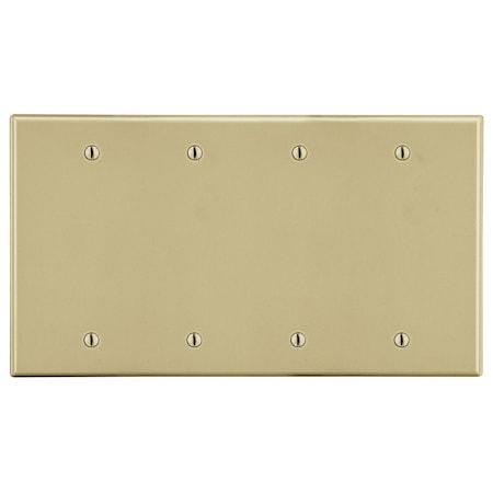 Hubbell Wiring Device-Kellems Wallplate, 4-Gang, 4 Box Mount Blank, Ivory P43I